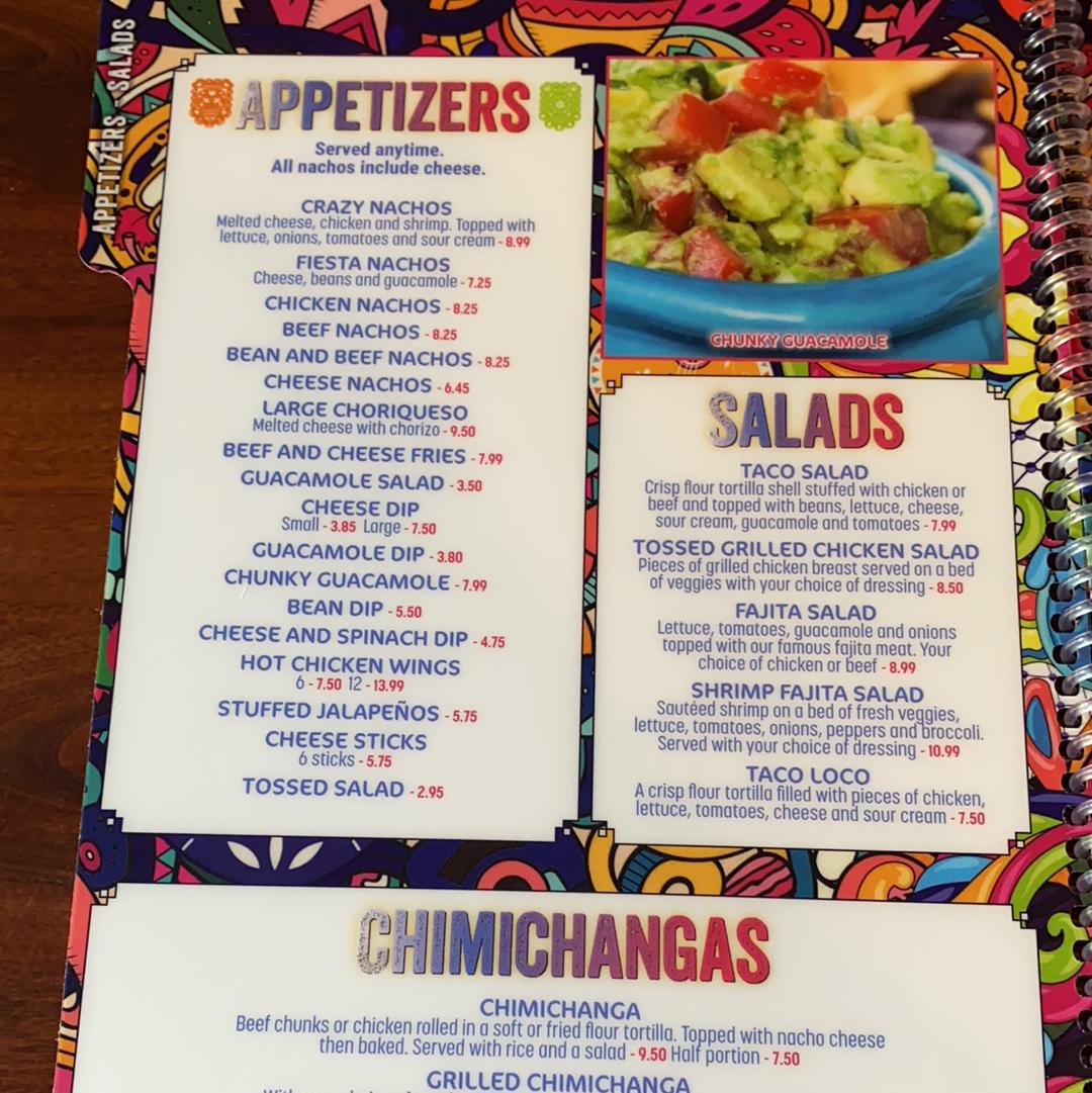 Menu at El Rancho Grande Mexican restaurant, Travelers Rest