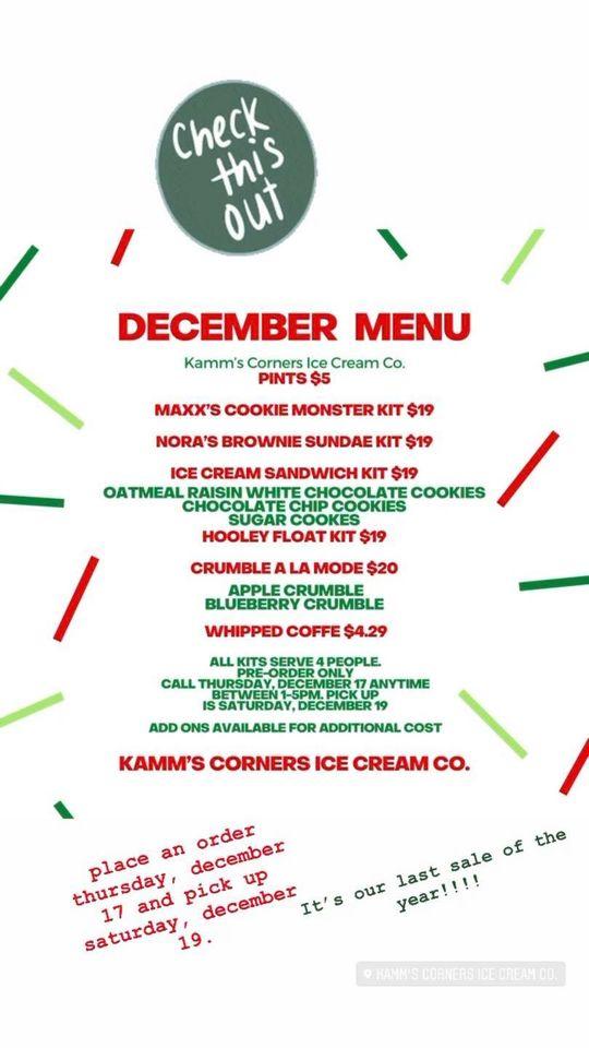 Menu at Kamms Corners Ice Cream Co., Cleveland