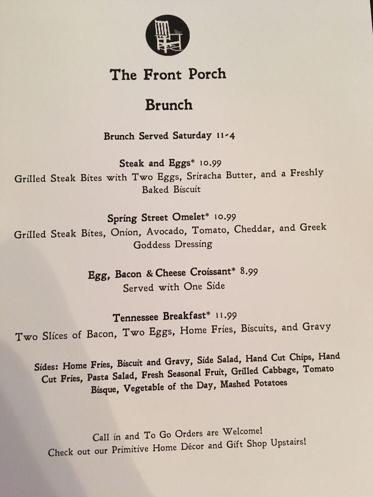 Menu at The Front Porch restaurant, Powell