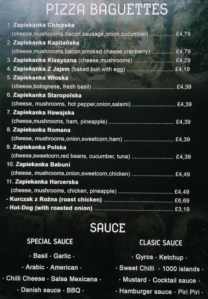 Menu At Food Station Zapiekanka Restaurant Hounslow