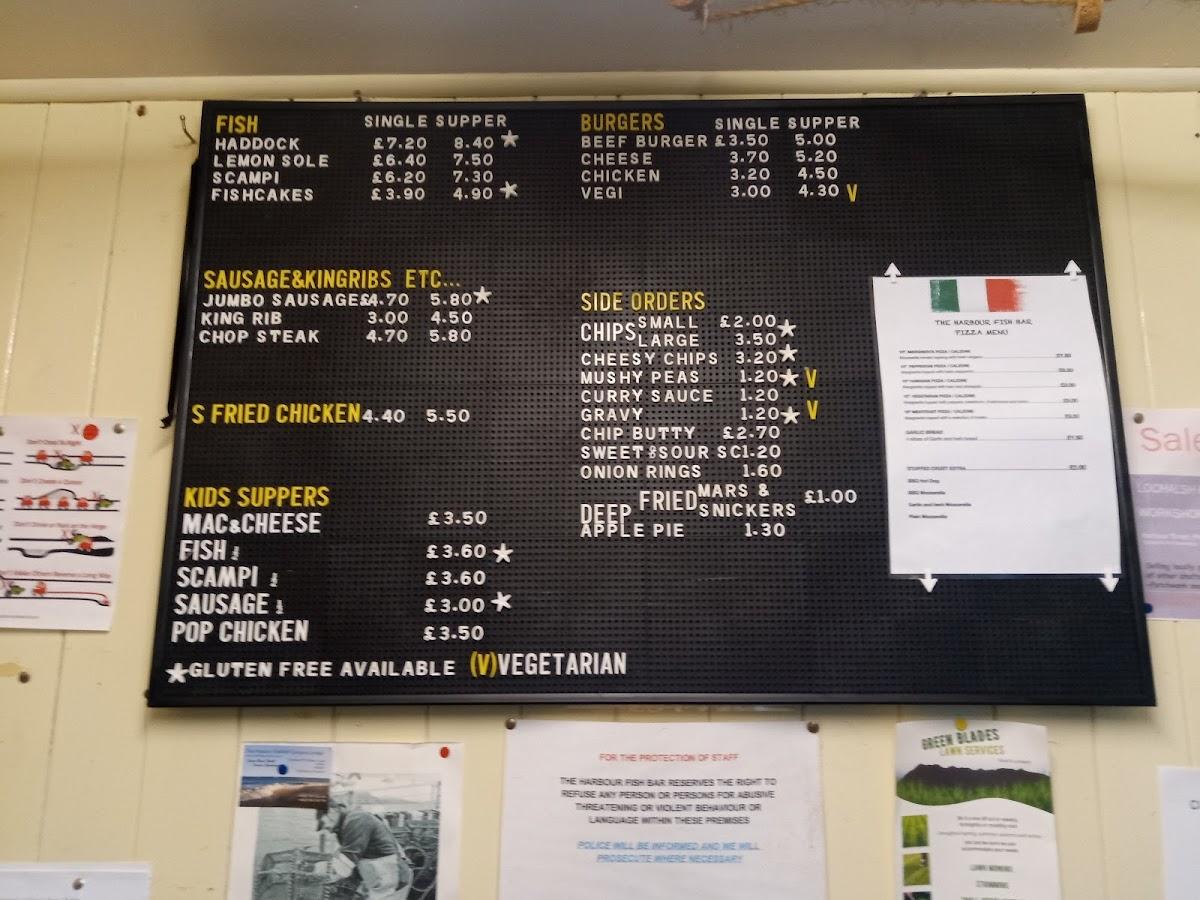 Menu at The Harbour Fish Bar, Plockton