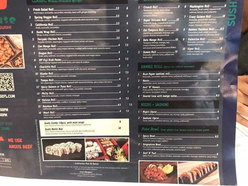 Menu at Bento house restaurant, Port Charlotte