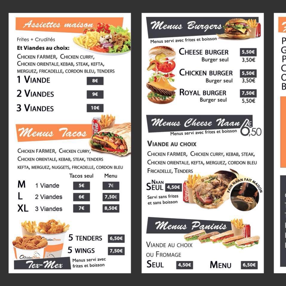 Menu at Ô Chicken Cheese restaurant, Condésurl'Escaut