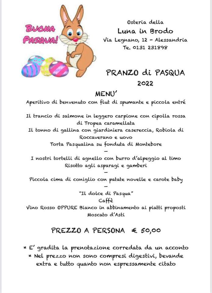 Menu da Osteria della Luna in Brodo ristorante, Alessandria