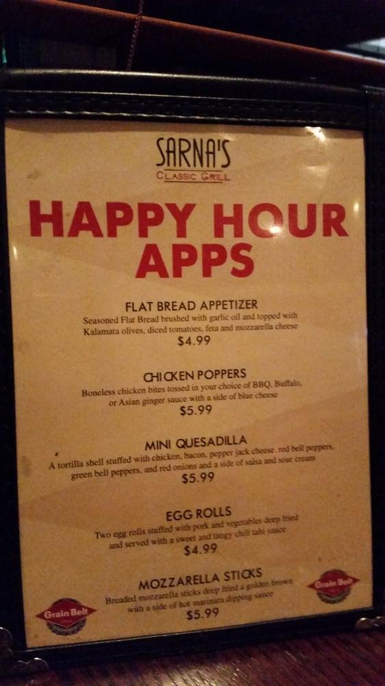 Menu at Sarna's Classic Grill restaurant, Columbia Heights