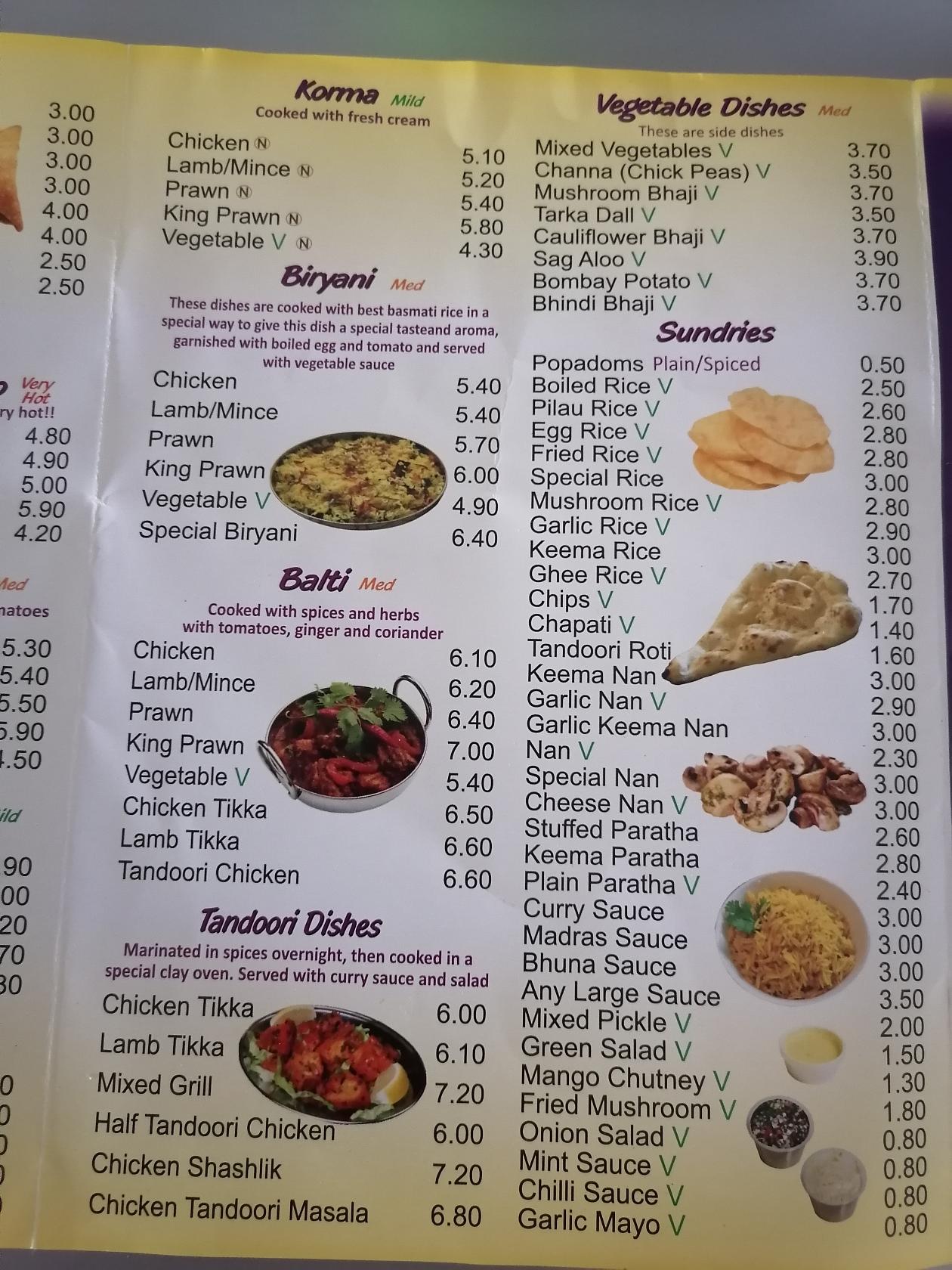 Menu at Naheem fast food, Rotherham