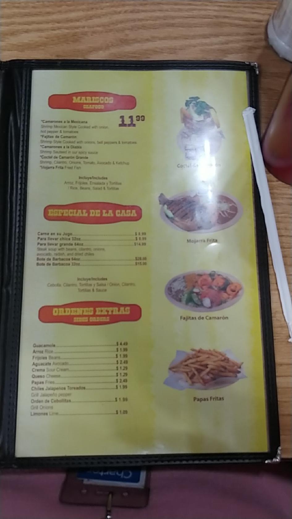 Carta del restaurante Taqueria Arandas, Milwaukee, 2912 South 13th Street