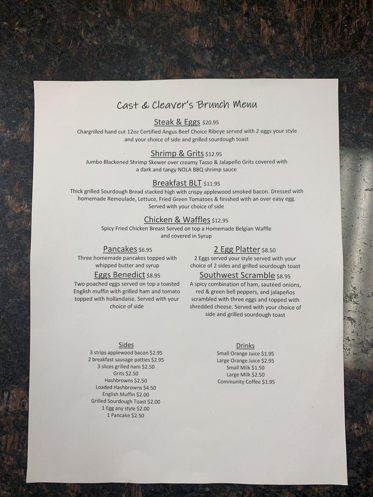 Menu at Cast & Cleaver restaurant, Sulphur