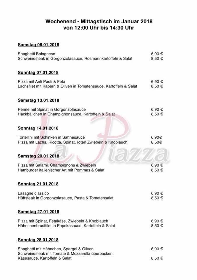 Speisekarte von La Piazza in Gettorf restaurant, Gettorf