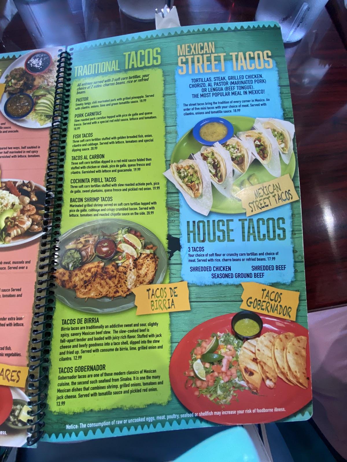 Menu at Torito Mexican Restaurant, North Haven