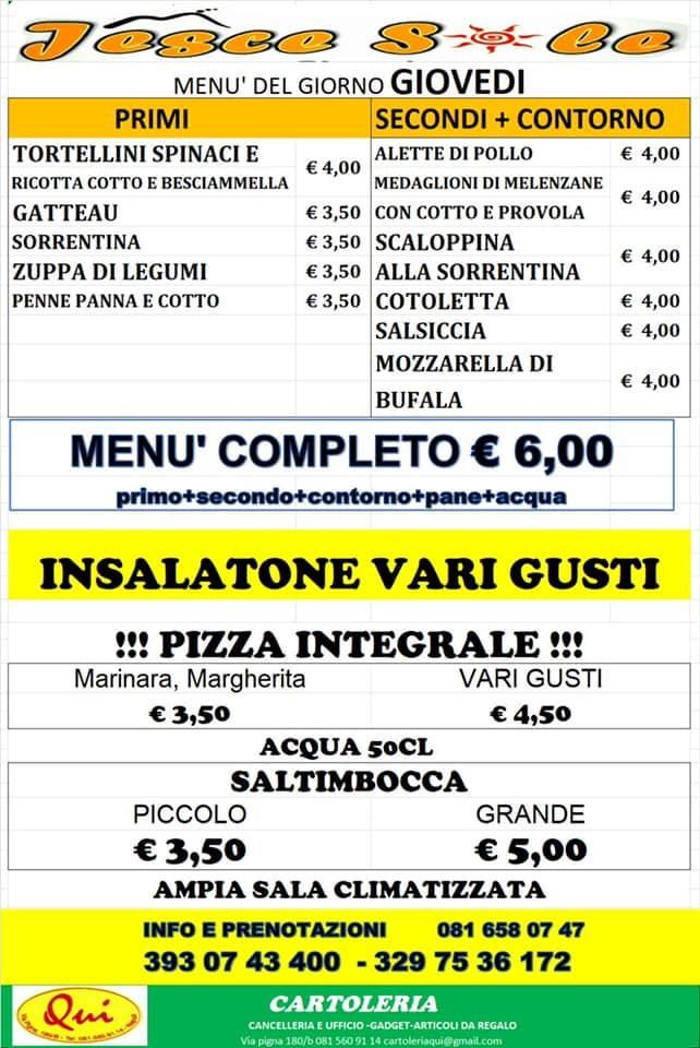 Menu di Pizzeria Jesce Sole 