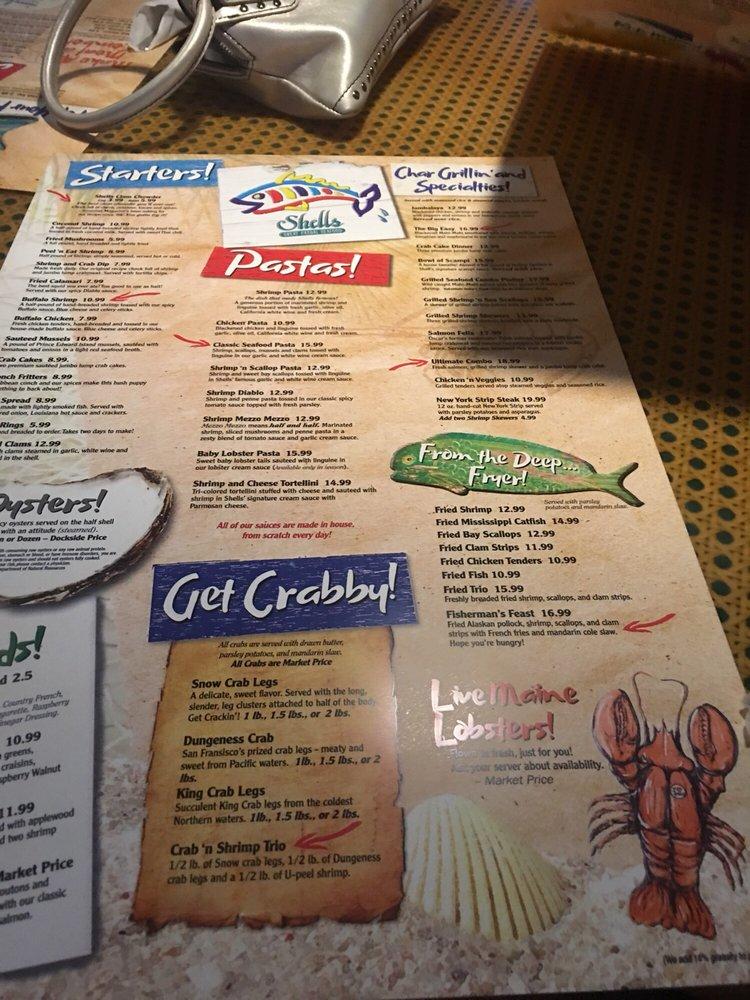 Menu At Shells Seafood Restaurant Tampa 202 S Dale Mabry Hwy