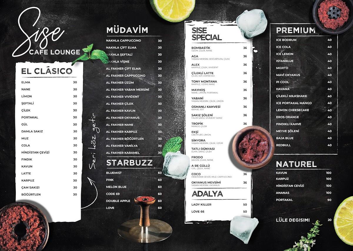 Menu at Şişe Cafe Lounge Koşuyolu, Istanbul, Mehmet Akfan Sokağı