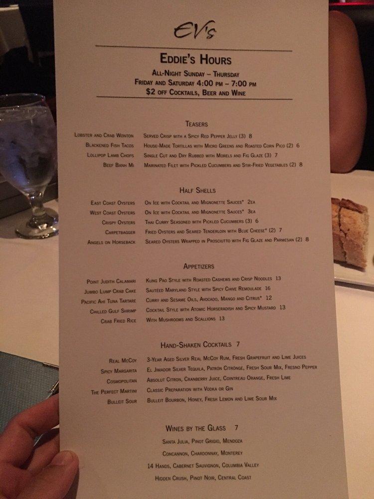 Menu at Eddie V's Prime Seafood steakhouse, Scottsdale, N Scottsdale Rd