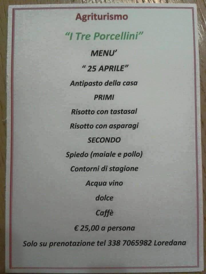 Menu di I Tre Porcellini 