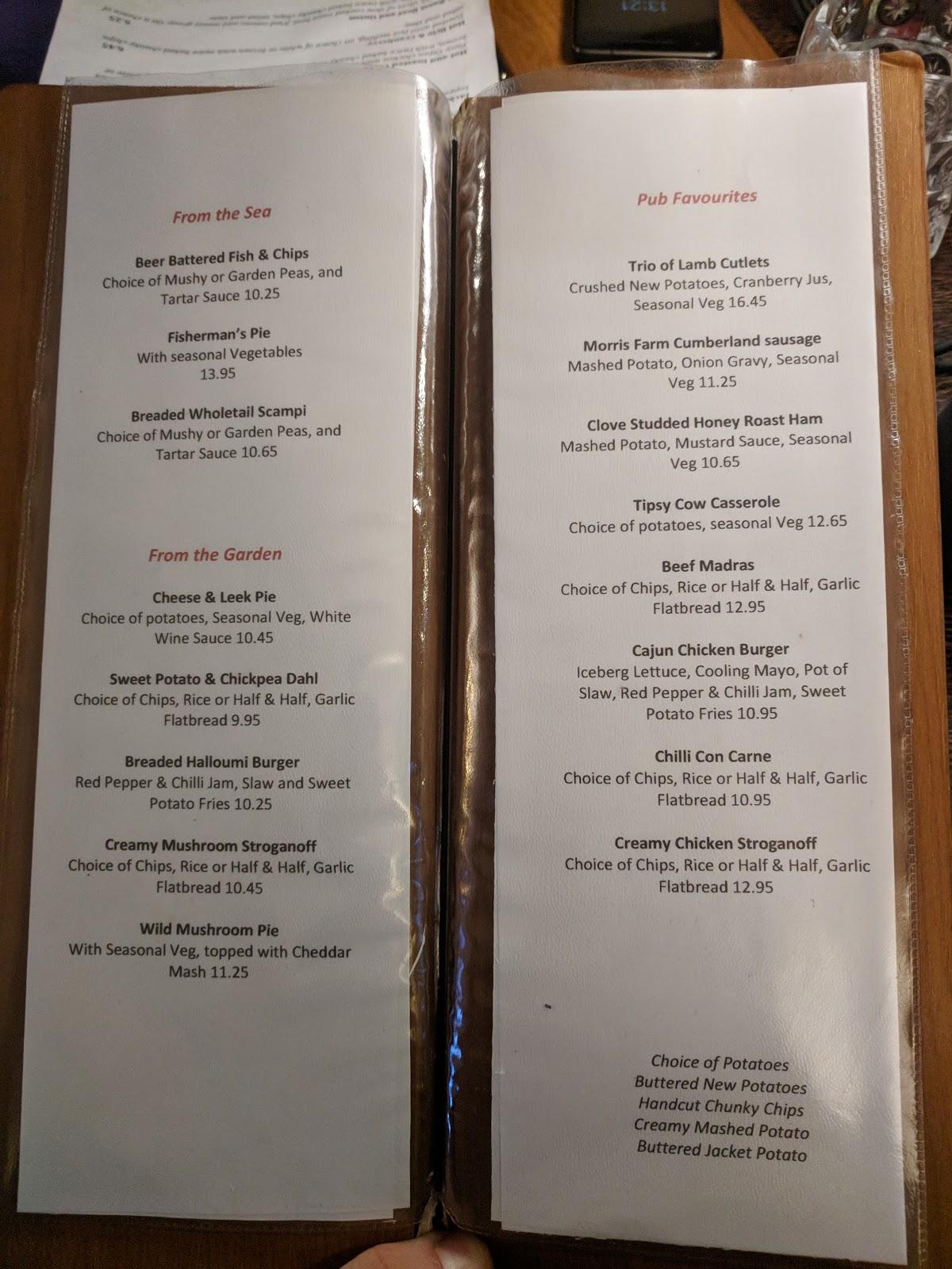 Menu at The Black Horse Inn, Limbrick pub & bar, Chorley