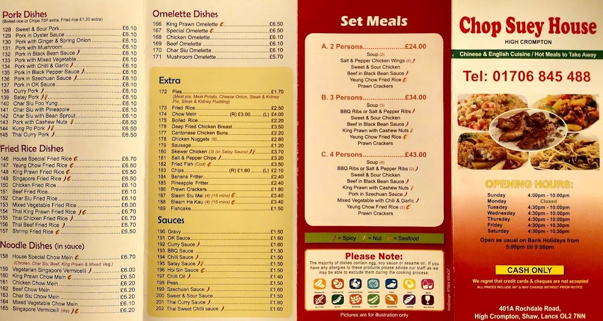 Menu at High Crompton Chop Suey House fast food, Oldham, 401a Rochdale Rd