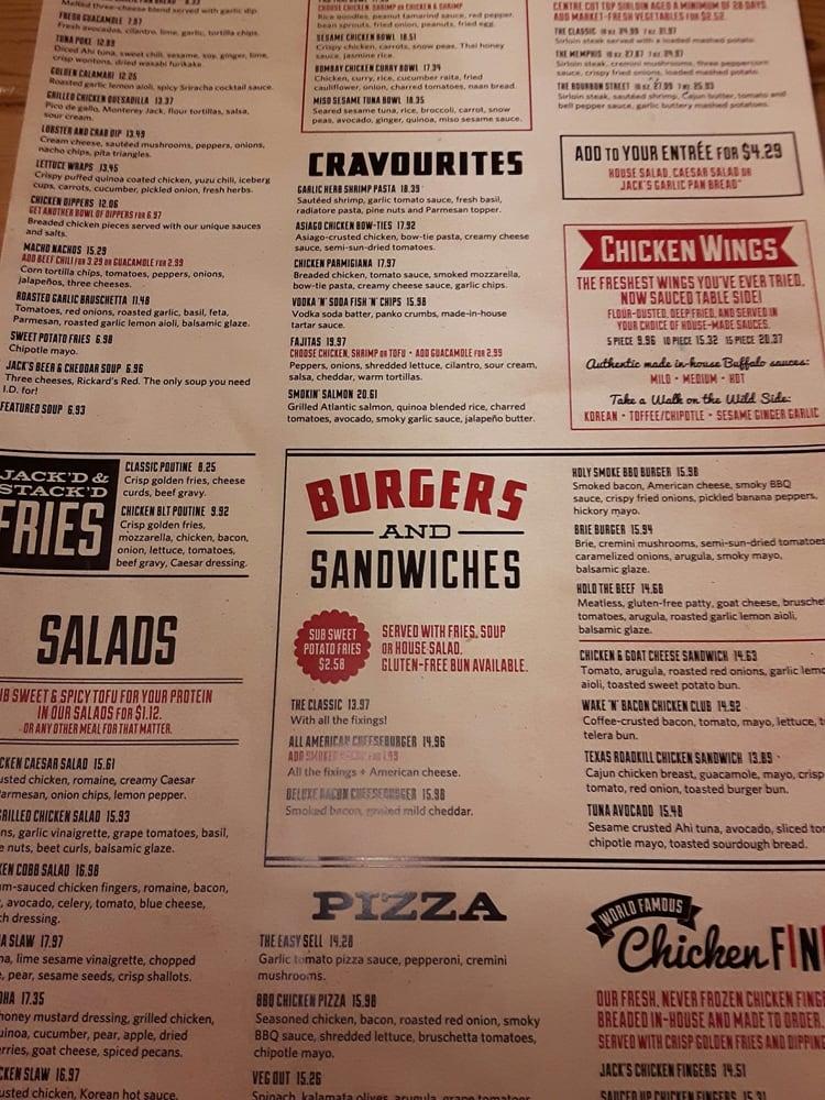 Menu at Jack Astor's Bar & Grill Yonge & Bloor, Toronto, 2 Bloor St E