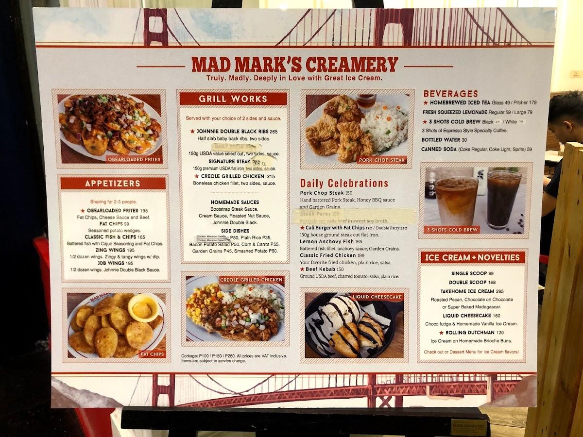 Menu at Mad Mark's Creamery Bonifacio Stopover BGC restaurant, Taguig
