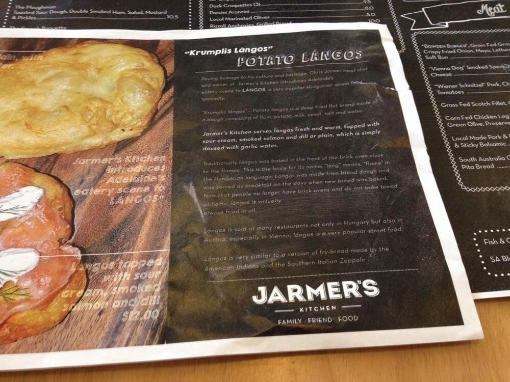 Menu at Jarmer’s Kitchen restaurant, Bowden