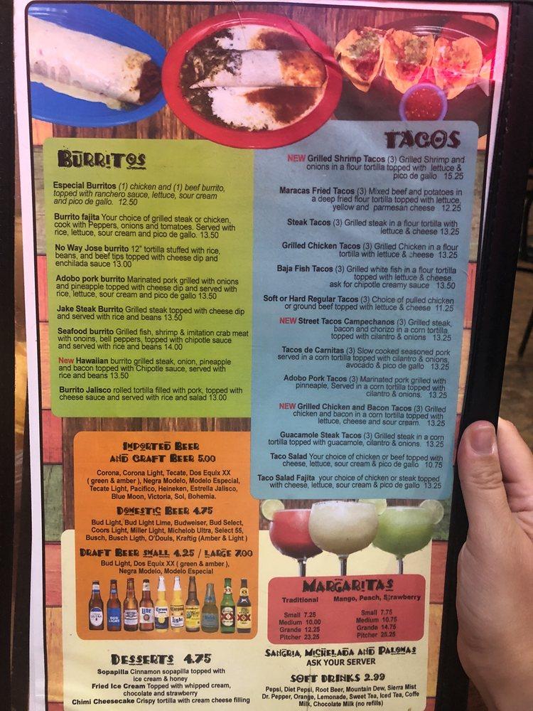 Menu at Maracas restaurant, New Melle