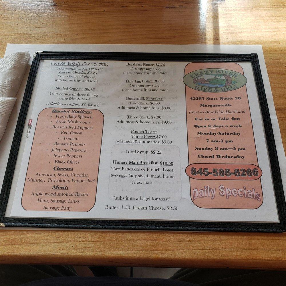 Menu at Crazy River Cafe & Deli, Margaretville