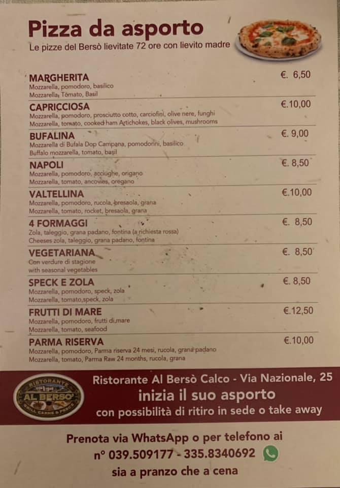 Menu di Ristorante Al Berso' 