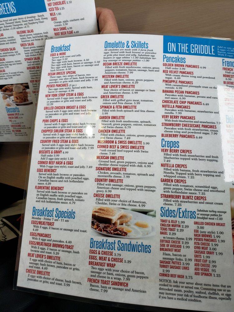 Menu at Ocean Breeze restaurant, Marysville