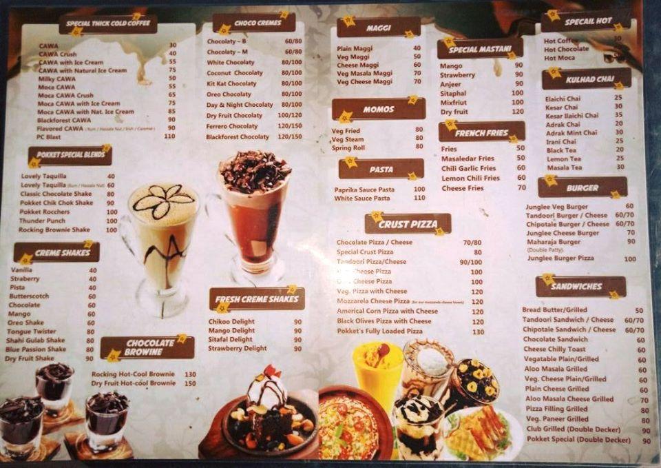 Menu at Pokket Cafe, Pune, Pokket Cafe, opposite to Vineyard Church