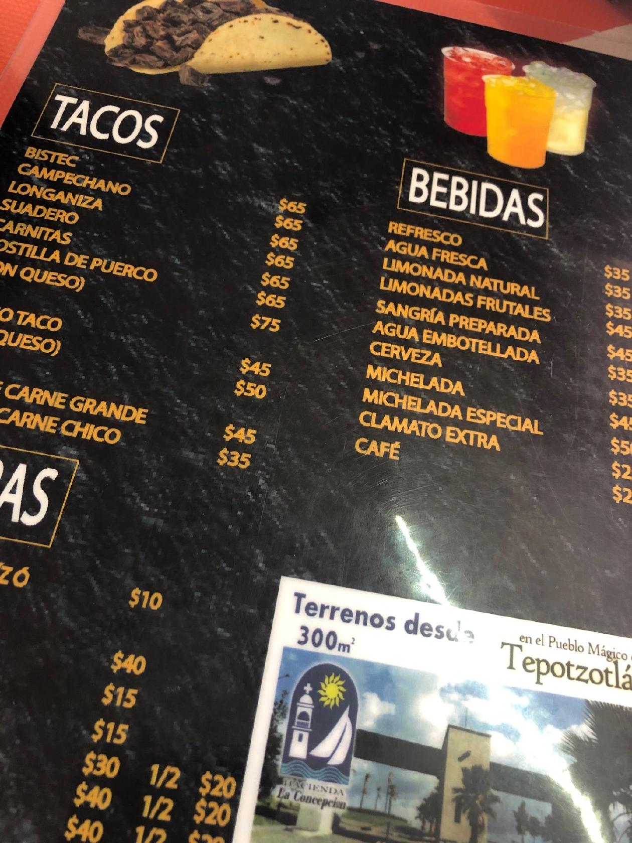 Carta del restaurante Tacos La Hija del Paisano, Tlalnepantla