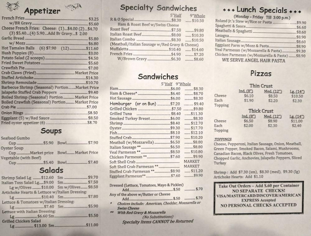 Menu at R & O Restaurant and Catering, Metairie