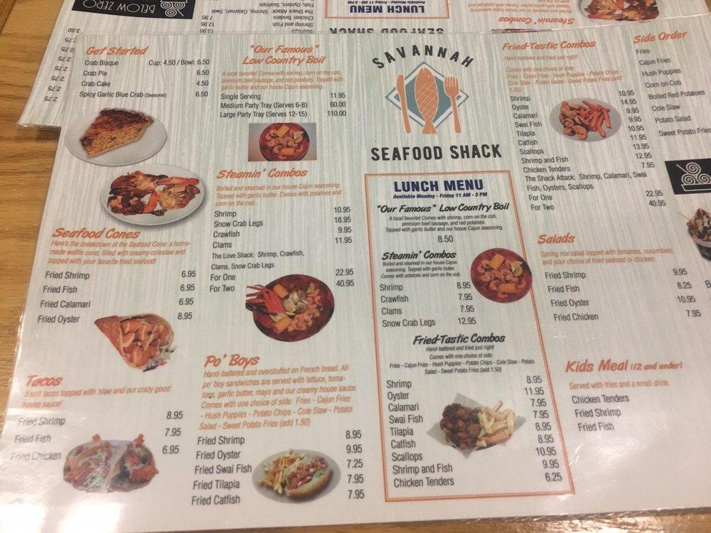 Menu at Savannah Seafood Shack restaurant, Savannah