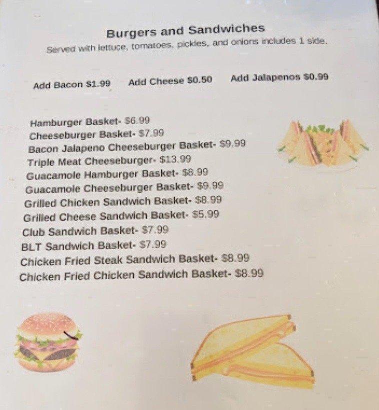 Menu at Boots Spurs restaurant, Jayton