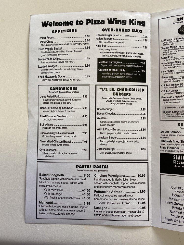 Menu at Pizza Wing King Family Restaurant, High Point