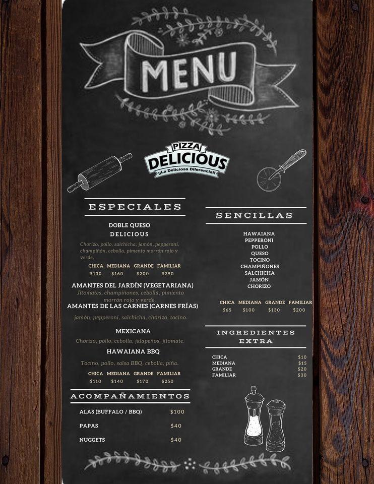 Menu at Delicious Pizza pizzeria, Tlapa de Comonfort