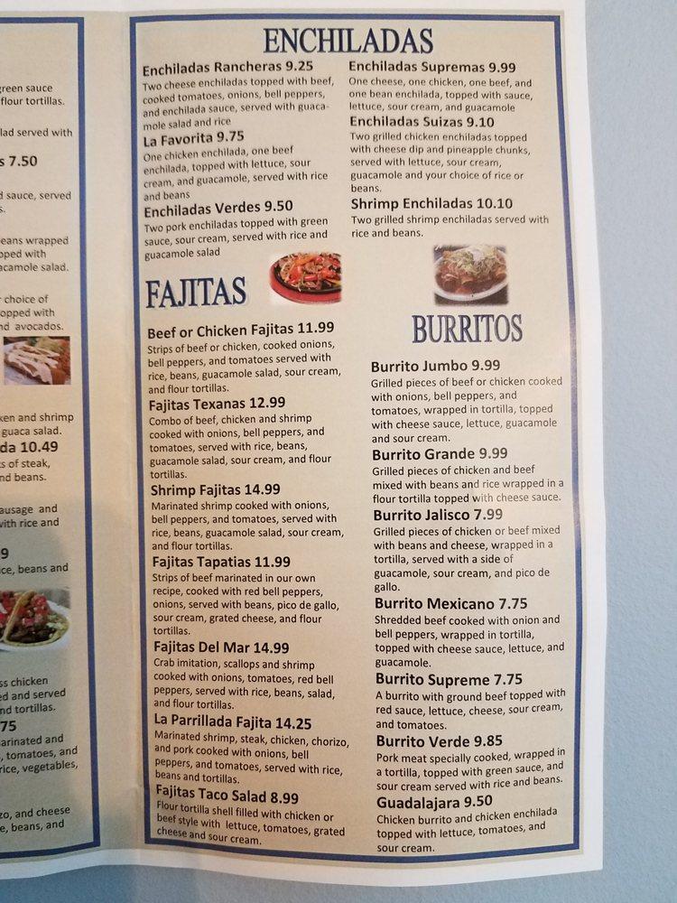 Menu at El Puerto restaurant, Hastings