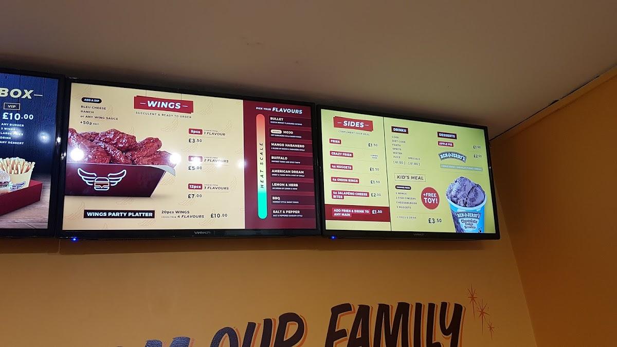 Menu at Five Bros Burgers and Wings restaurant, London