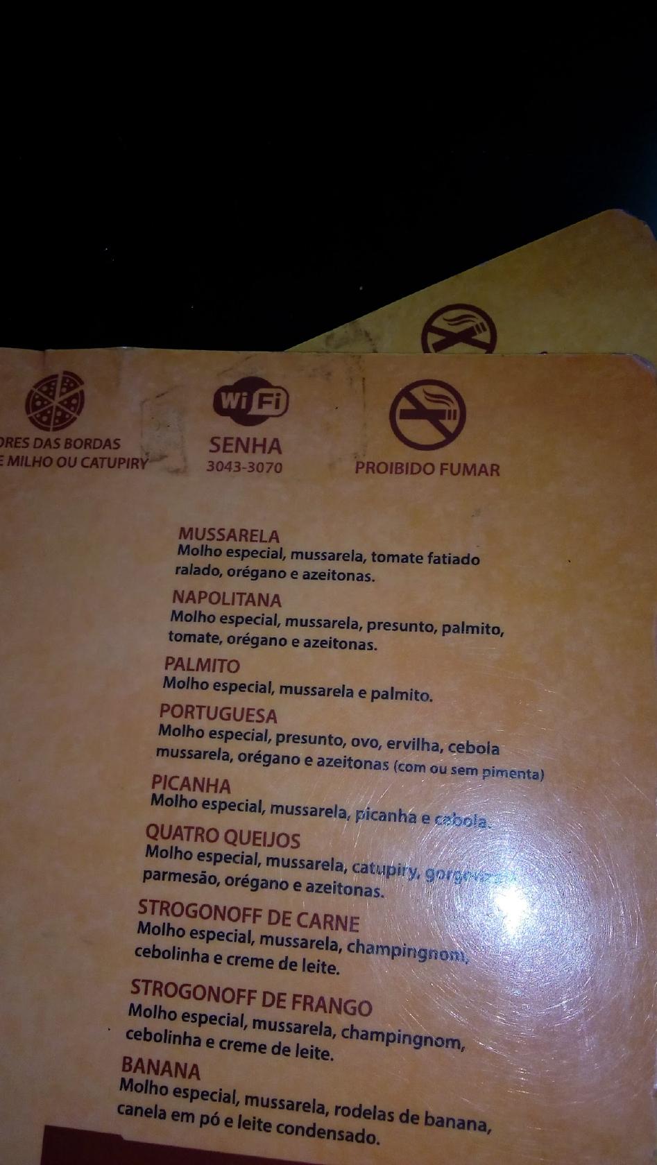 Nana Pizzaria cardápio