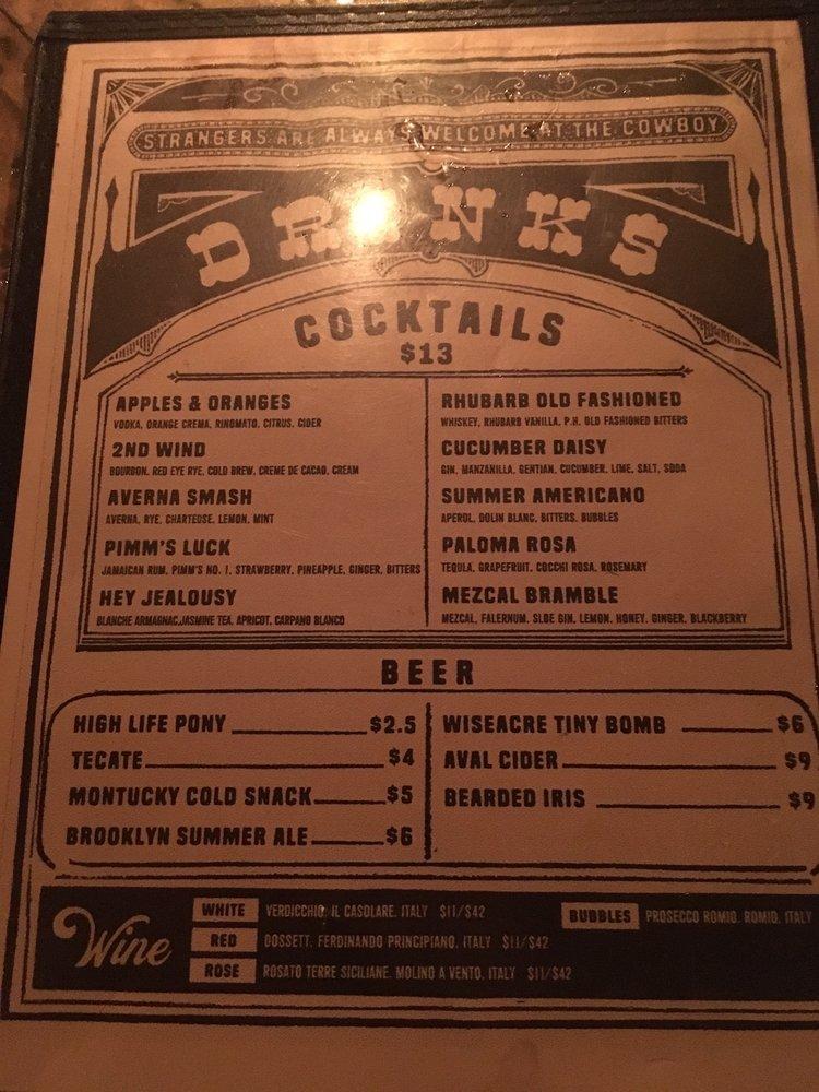 Menu at Urban Cowboy Public House, Nashville