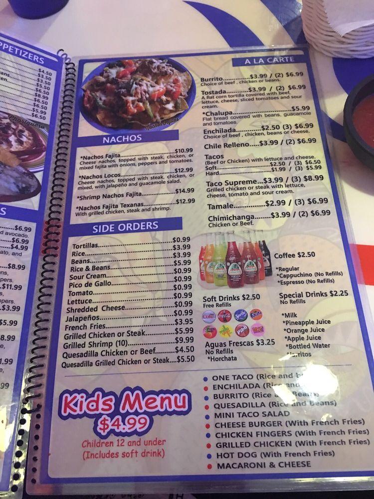 Menu at Blue Tequila Mexican Restaurant, Grill & Cantina, North Port