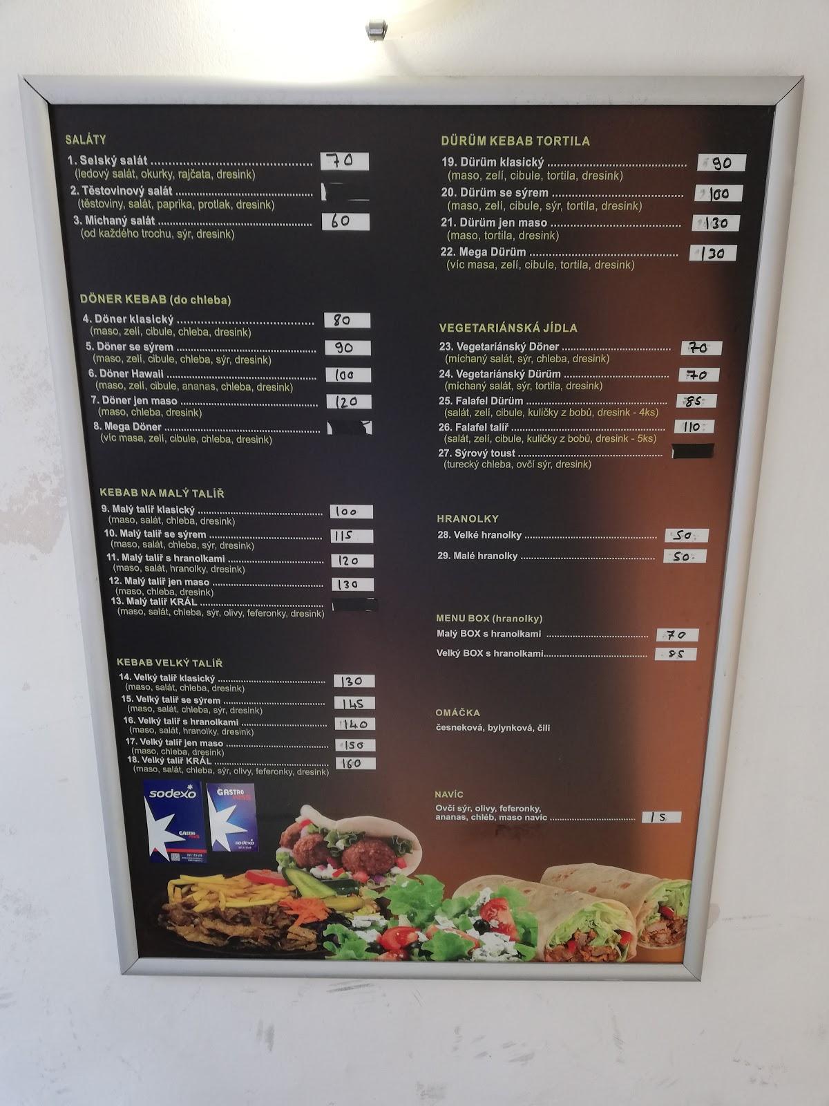 Menu at KEBAB HOUSE restaurant, Holesov
