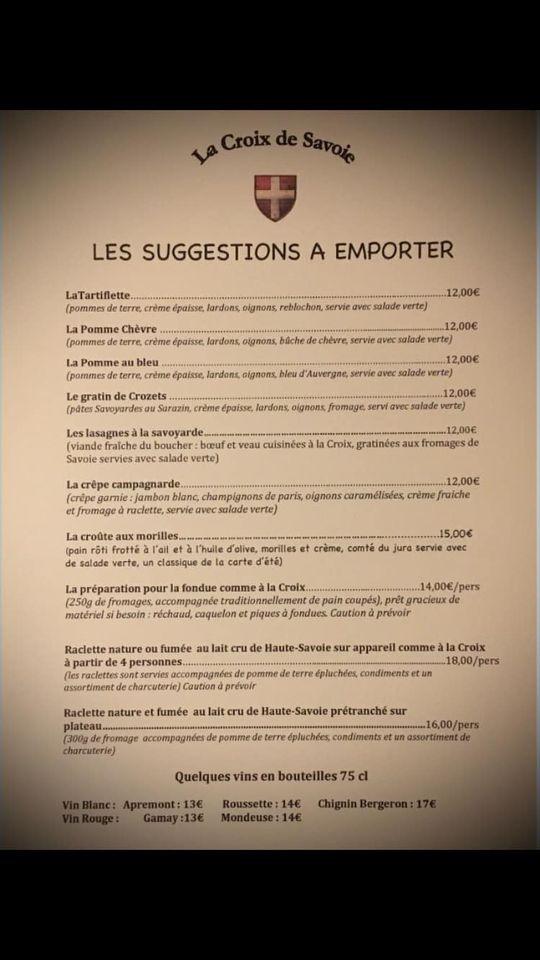 Menu au Restaurant A La Croix de Savoie, IllkirchGraffenstaden