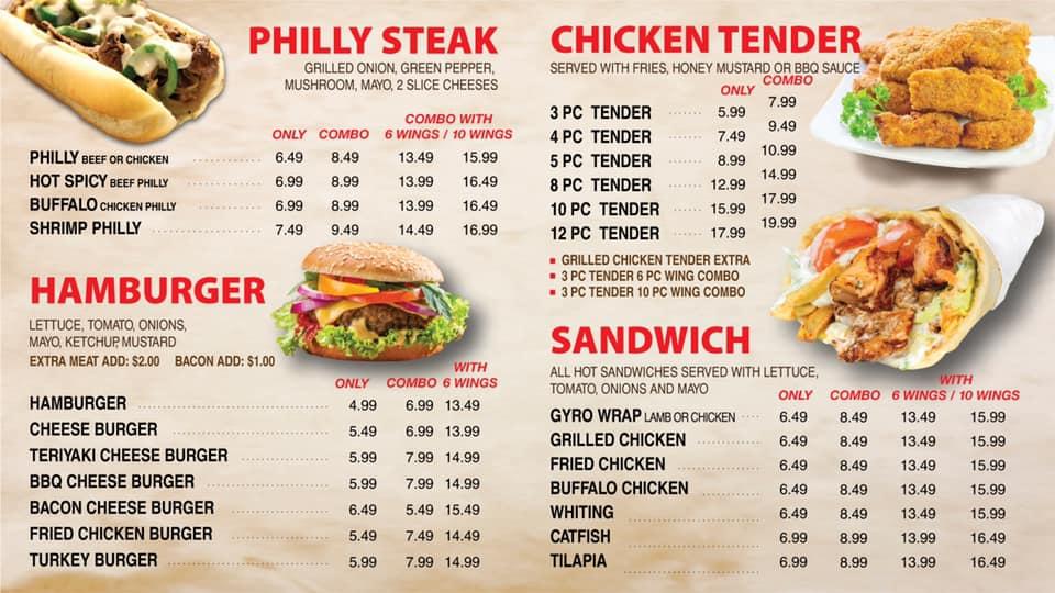 Menu at A1 Wings fast food, Redan