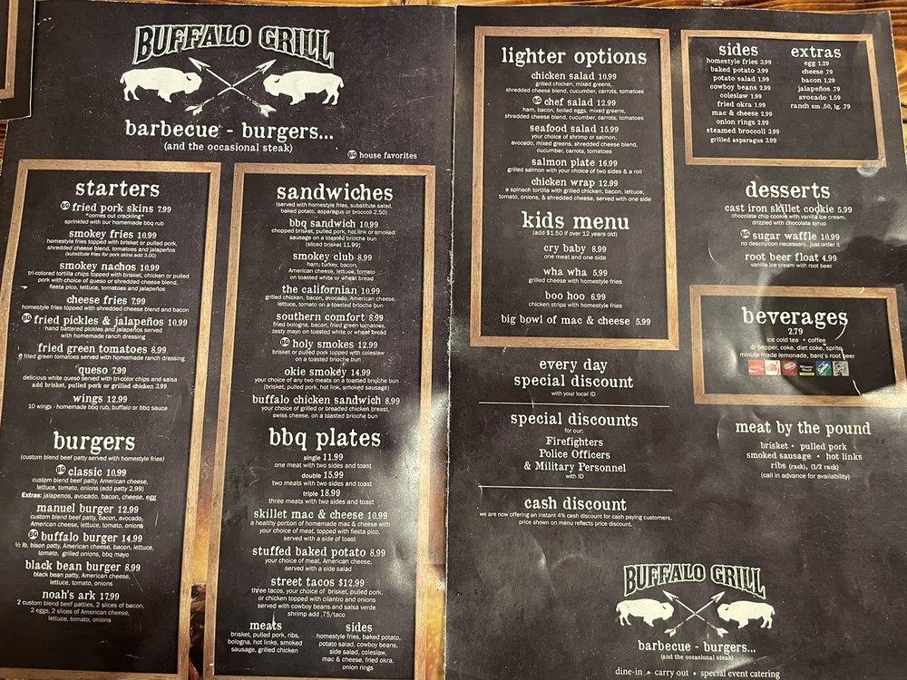 Menu at Buffalo Grill, LLC Hochatown BBQ, Broken Bow