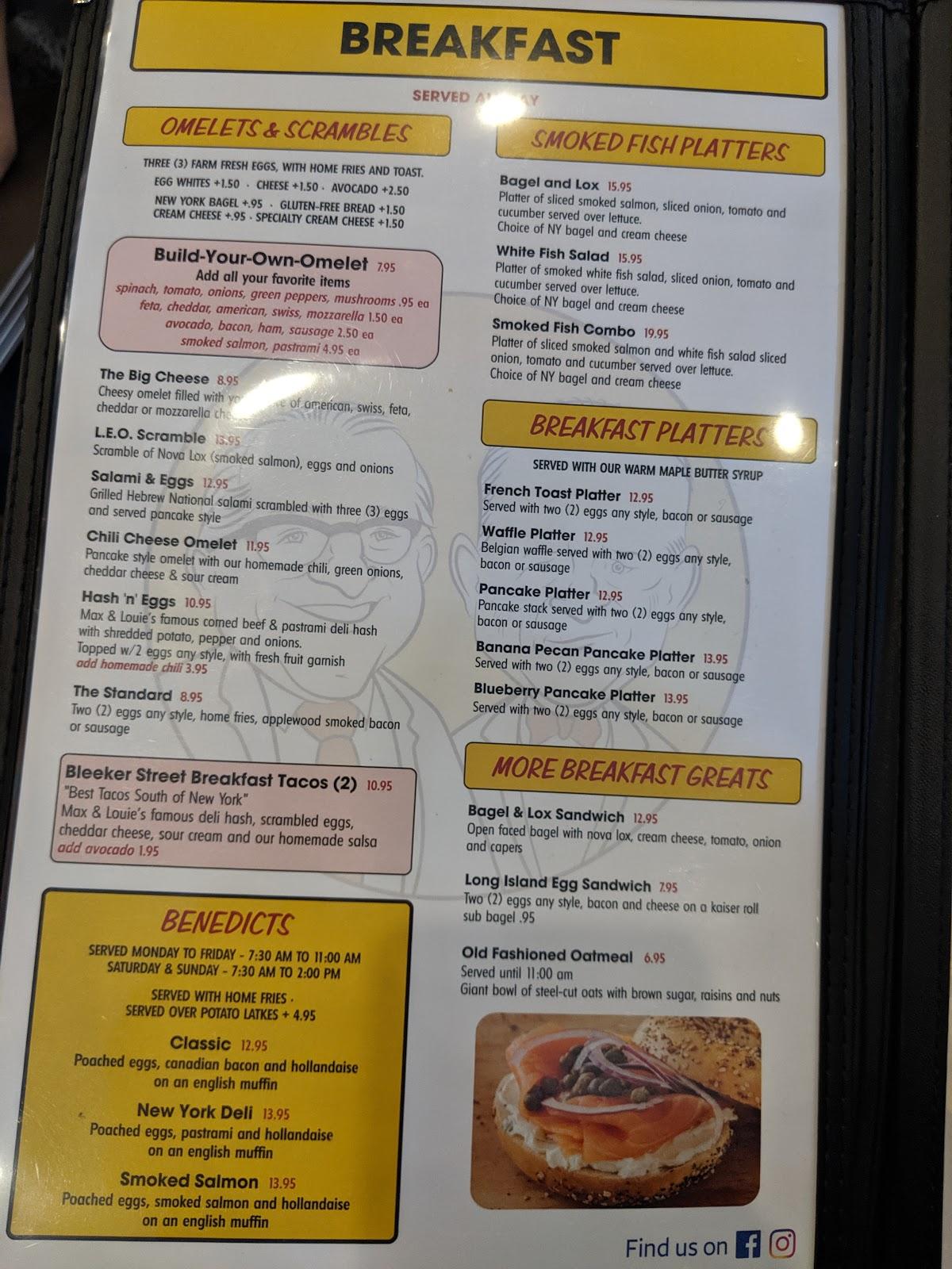 Menu at Max and Louie's New York Diner restaurant, San Antonio, 226 W