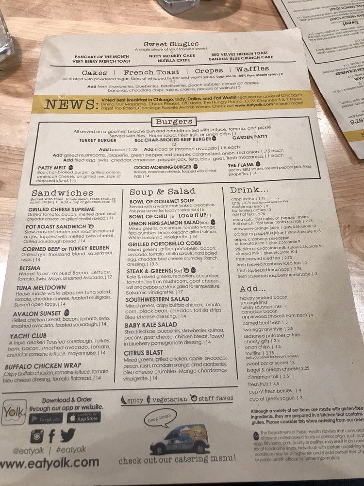 Menu at Yolk Sundance Square restaurant, Fort Worth