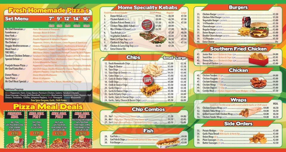 Mr Chef Menu