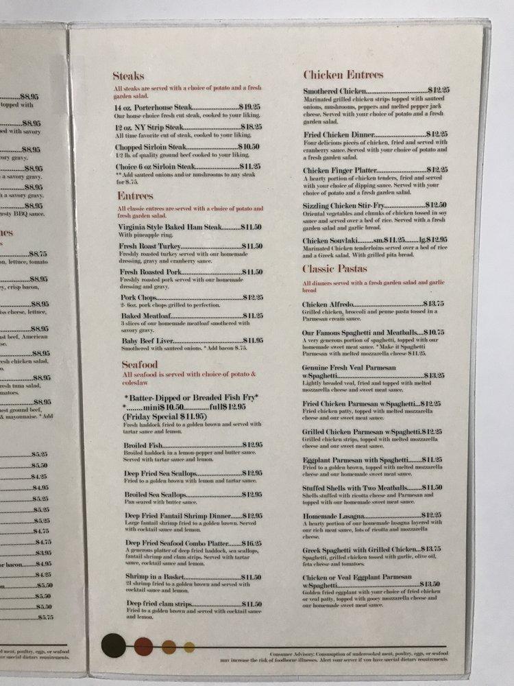 Menu at Brockport Diner cafe, Brockport