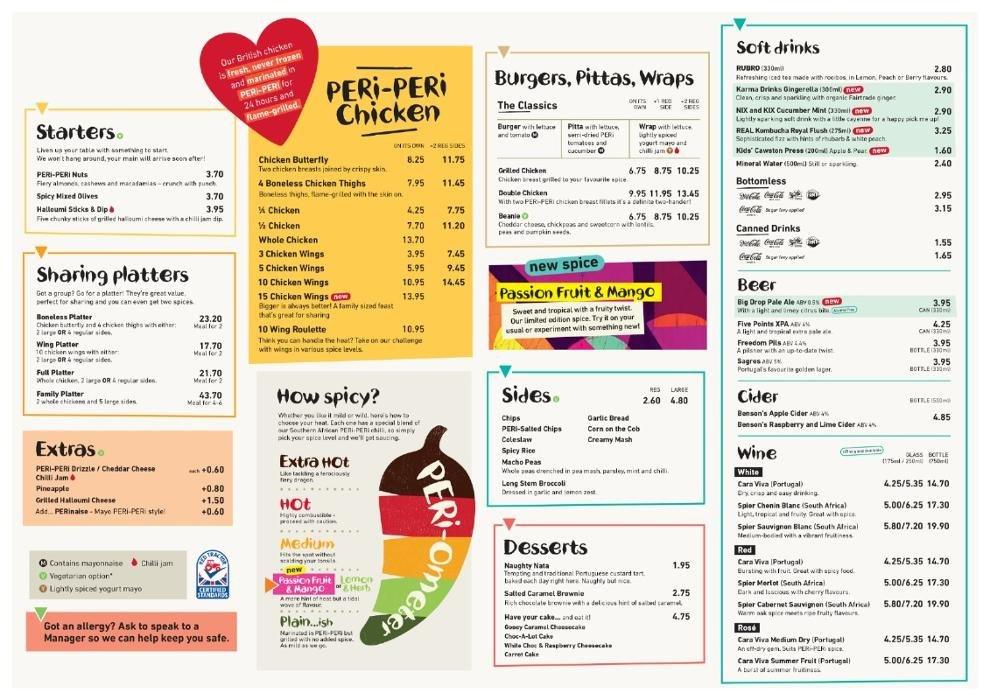 Menu At Nando S Belfast Bedford Street Fast Food Belfast