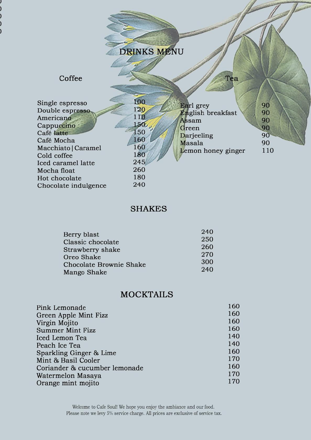 Menu at Cafe Soul Garden, Gurugram, Block C2